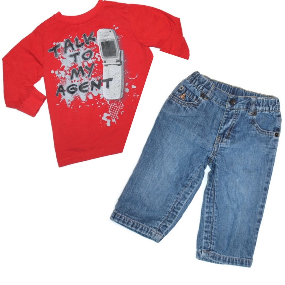 12-18 Month Long Sleeve Top & Lined Jeans Set